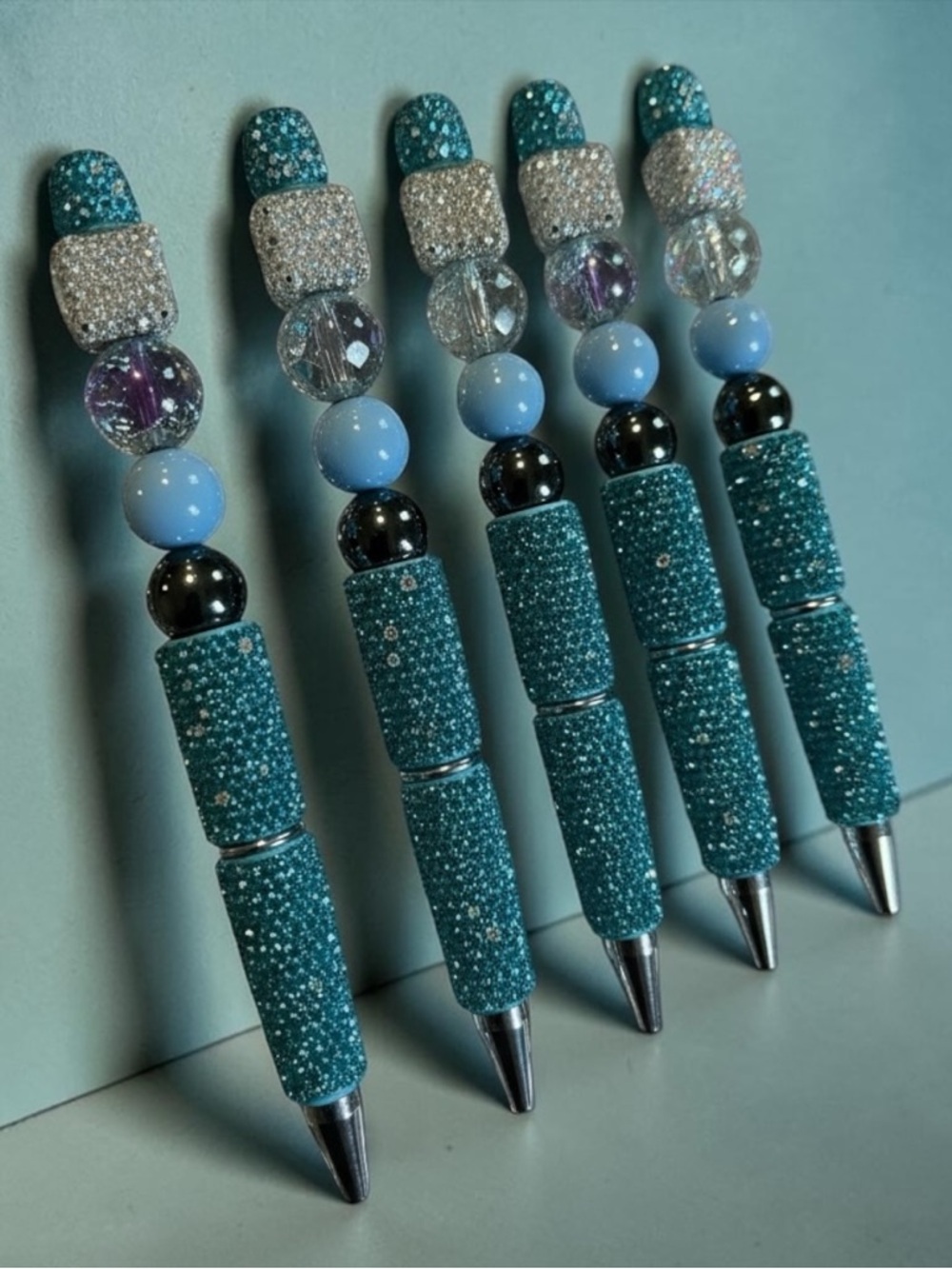 Handcrafted by Kyleigh - Blue, Sparkle, Bling Beaded Ballpoint Pen -
NWT